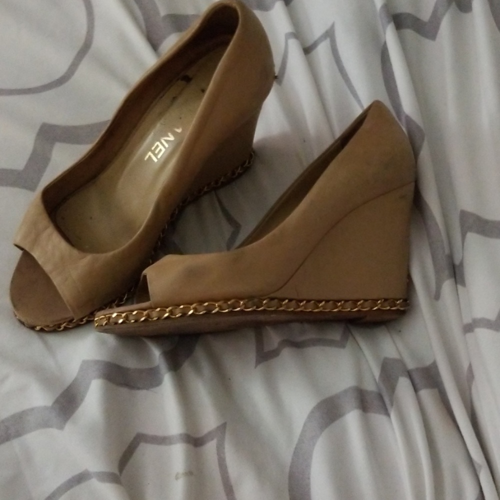 Chanel peeptoe wedges